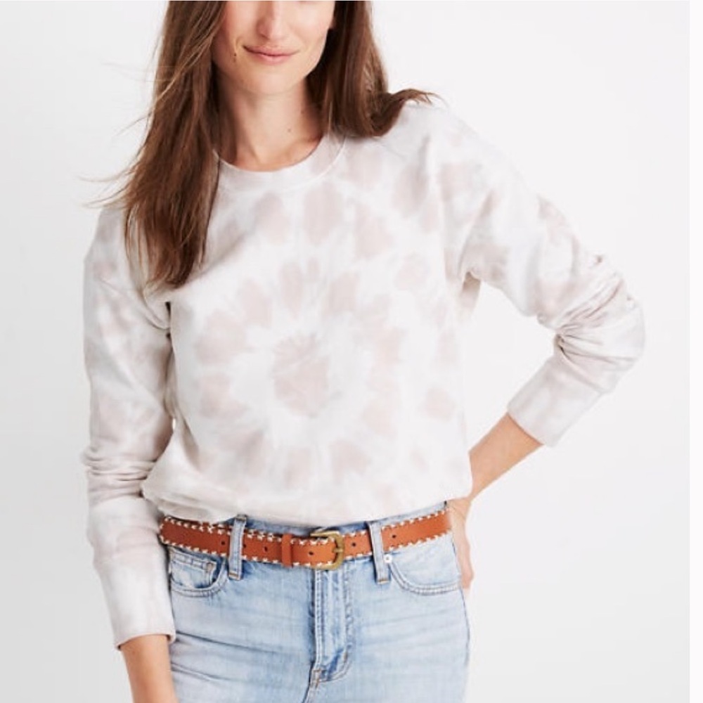 Madewell Pink/White Tie Dye Crop Sweatshirt